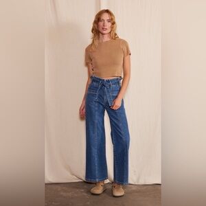 Porter Blue Wide Leg THE PENNY PAPERBAG - LAGUNA 32 High Rise Belted Pockets